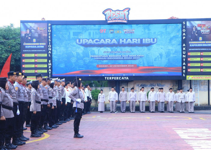 Polres Ngawi Gelar Upacara Peringatan Hari Ibu, Komitmen Dukung Kesetaraan Peran Perempuan