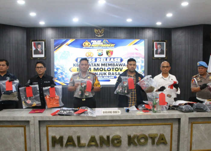 Gagalkan Aksi Demo, Polresta Malang Kota Amankan 13 Pemuda dan 4 Bom Molotov 