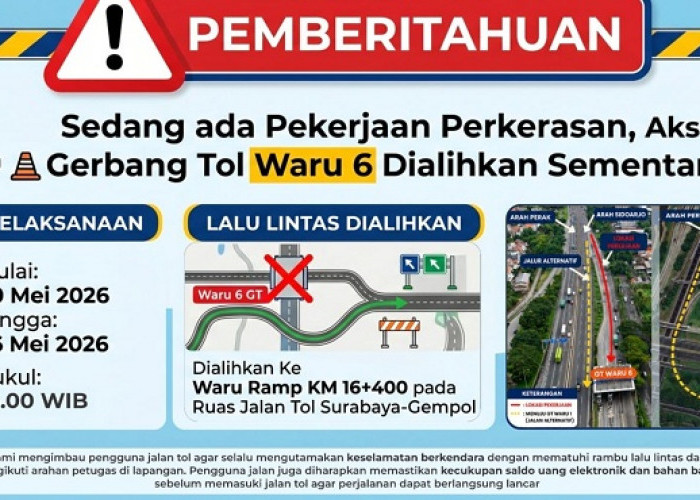  Akses Gerbang Tol Waru 6 Ditutup Sementara, Kendaraan Dialihkan Mulai 20 Mei