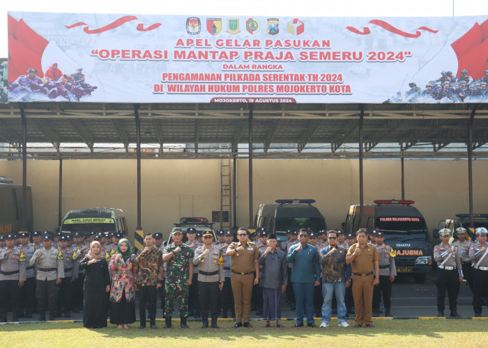 Persiapan Pengamanan Pilkada Serentak, Polres Mojokerto Kota Gelar Pasukan Operasi Mantap Praja