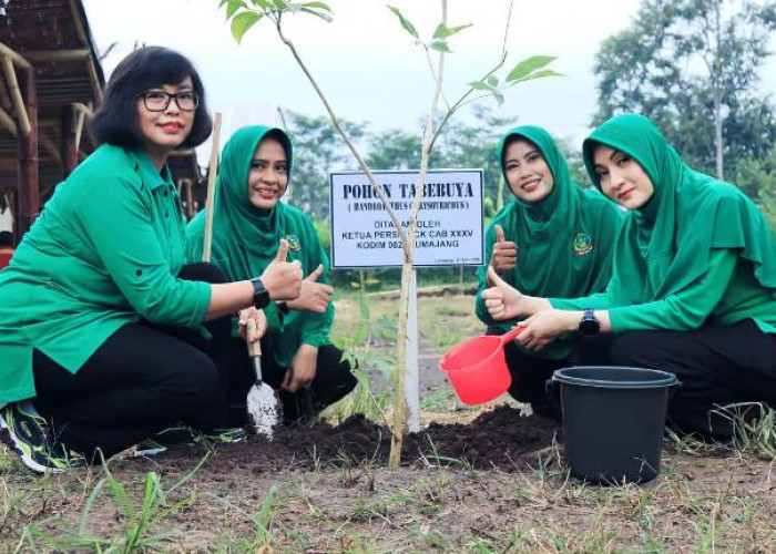 Penanaman Pohon Persit Lumajang di HUT Ke-80 Perkuat Kepedulian Lingkungan