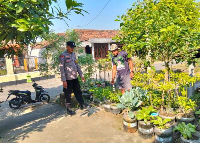 Bhabinkamtibmas Kwadungan Monitoring Pekarangan Sayuran, Dukung Ketahanan Pangan Warga