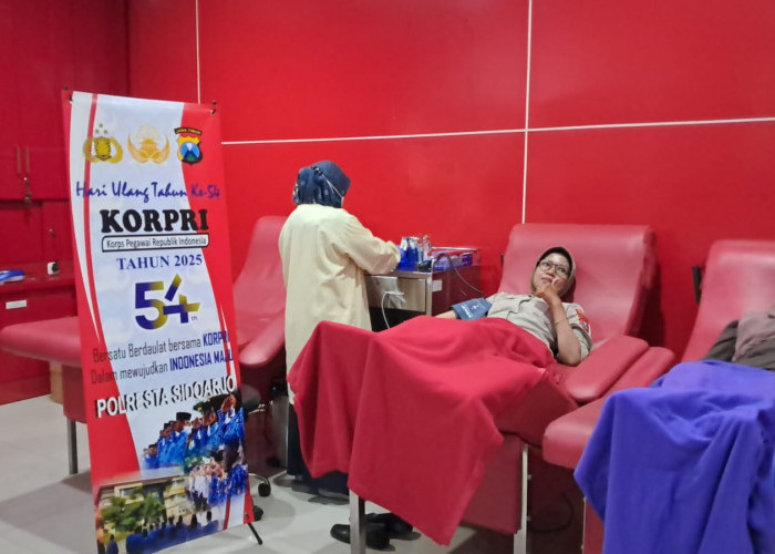 Peringati HUT Korpri, ASN Polresta Sidoarjo Adakan Donor Darah