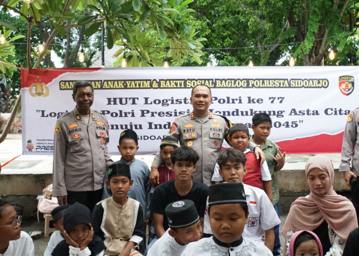 HUT Ke-77 Logistik Polri, Polresta Sidoarjo Santuni Yatim dan Baksos