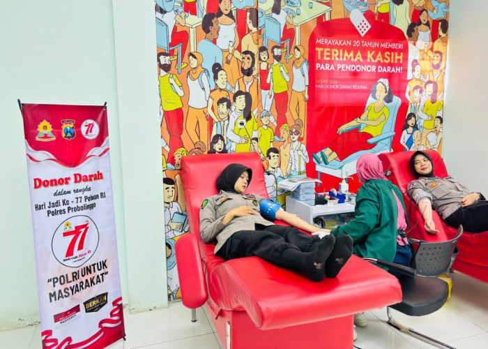 Setetes Darah Sejuta Harapan, Polwan Polres Probolinggo Gelar Donor Darah Sambut Hari Jadi Ke-77