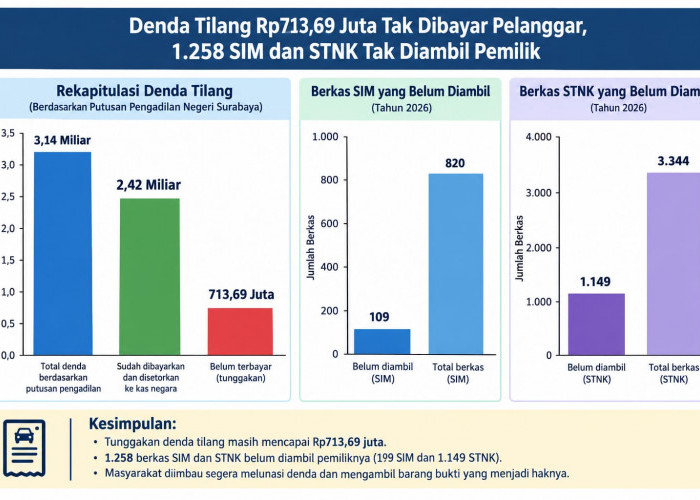 Kejari Surabaya Catat Tunggakan Denda Tilang Rp713,69 Juta, Ribuan SIM dan STNK Tak Diambil Pemilik