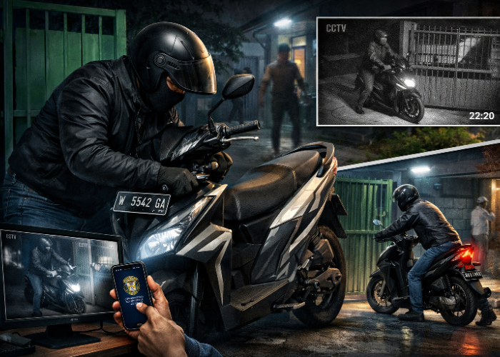 Maling Motor Rumah Kos Medokan Asri Barat Gasak Honda Beat