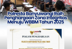 Polresta Banyuwangi Raih Penghargaan Zona Integritas Menuju WBBM Tahun 2025