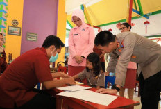 Kapolres dan Ketua Bhayangkari Kediri Kota Tinjau Pemeriksaan Kesehatan Siswa TK