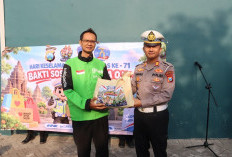 Hari Lalu Lintas Bhayangkara Ke-71, Satlantas Polres Mojokerto Bersama Komunitas Ojol