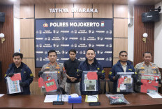 Curi Motor Berantai, Empat Tersangka Dibekuk Polres Mojokerto, 10 Lokasi Terungkap