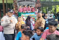 Sambangi Bazaar Ketahanan Pangan SDN Made, Polsek Lakarsantri Sosialisasi Pencegahan Balap Liar