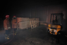 Diduga Korsleting, Forklift di Gudang Menganti Gresik Terbakar