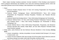 Pemkot Surabaya Terbitkan Surat Edaran Pembatasan Mihol, Penjualan Dibatasi hingga Pukul 22.00 WIB