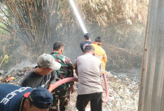 Lahan Rumpun Bambu di Geneng Terbakar, Polisi Ngawi dan Damkar Gerak Cepat Cegah Api Meluas
