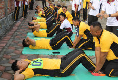 Dengan TKJ Ceria, Personel Polres Kediri Jalani Uji Kesamaptaan Jasmani