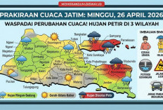 Prakiraan Cuaca Jatim 26 April 2026, Tiga Wilayah Hujan Disertai Petir