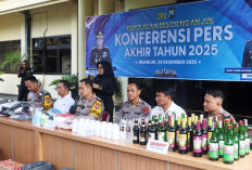 Konferensi Pers Akhir Tahun Polres Nganjuk, Tren Kamtibmas 2024-2025 Didominasi Kenaikan Pengungkapan Kasus