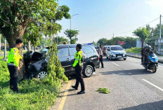 Toyota Innova Seruduk Pohon di Akses Jembatan Suramadu, 2  Luka Berat 5 Luka Ringan