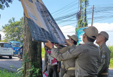 Ada Instruksi Presiden, Ratusan Reklame Tak Berizin di Gresik Dicopot Satpol PP