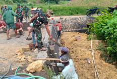 Ramadan Tak Hambat Satgas TMMD 127, Plengsengan Desa Mandala Tembus 60 Persen
