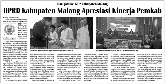 DPRD Kabupaten Malang Apresiasi Kinerja Pemkab