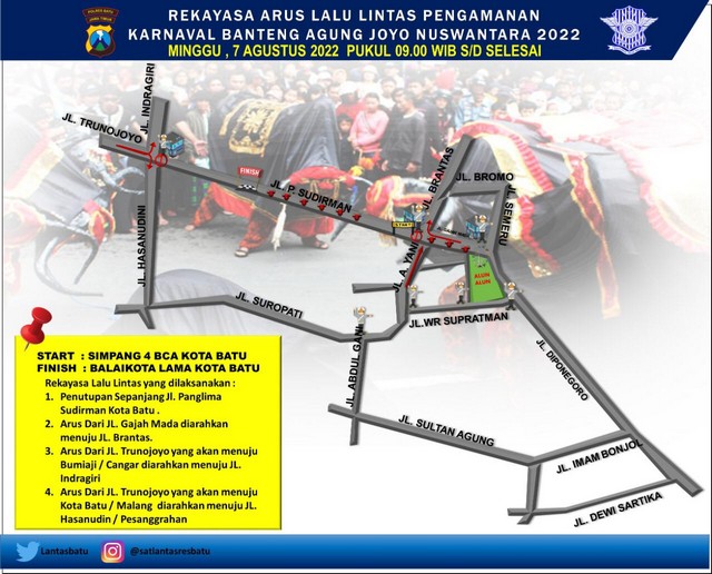 Ada Karnaval Banteng Agung Joyo Nusantara 2022 di Batu, Hindari Jalan Ini