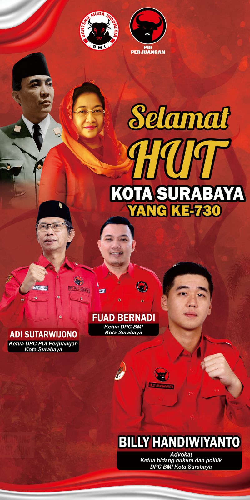 Billy Handiwiyanto Mengucapkan Selamat HUT ke-730 Kota Surabaya