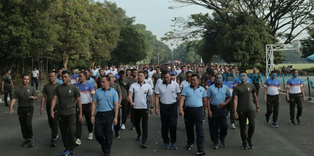 Ciptakan Kamtibmas Kondusif, TNI-Polri Malang Raya Olah Raga Bersama