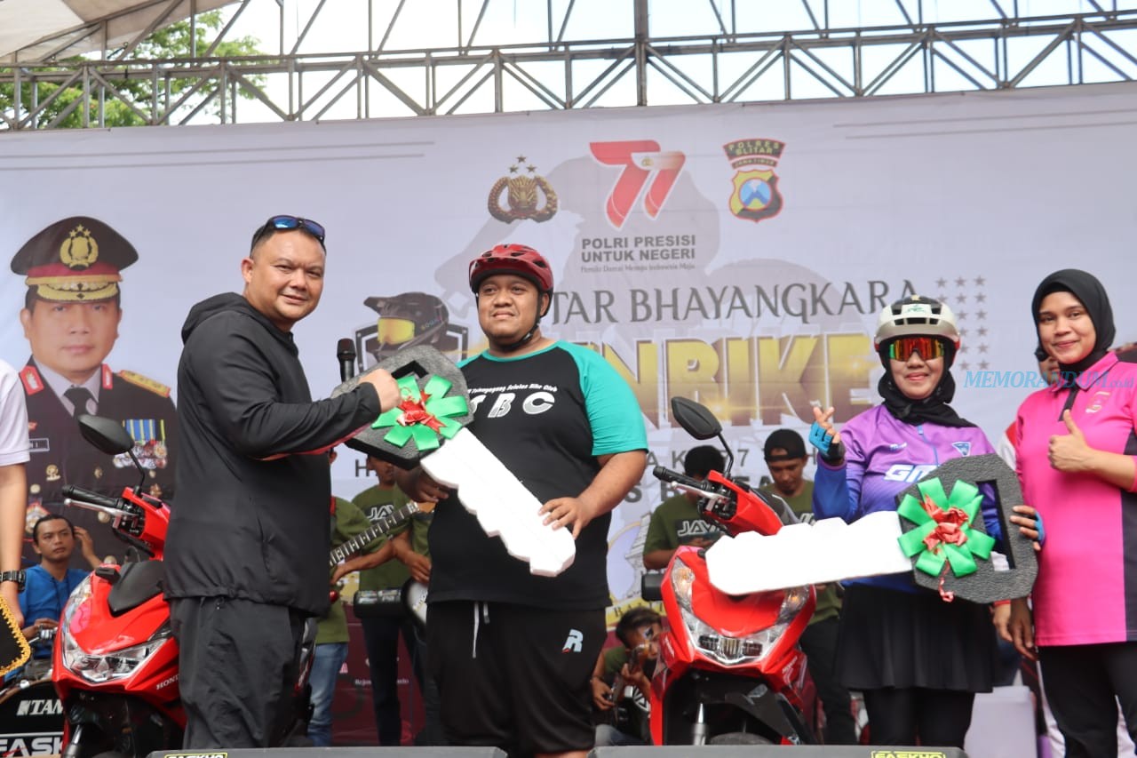 Meriahkan HUT Ke-77 Bhayangkara, Polres Blitar Gelar Fun Bike