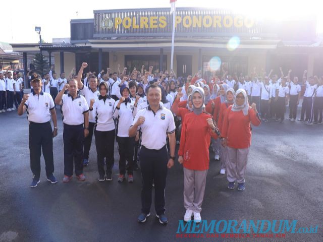 Polres Ponorogo Gelar Olahraga Bersama Anggota dan Bhayangkari