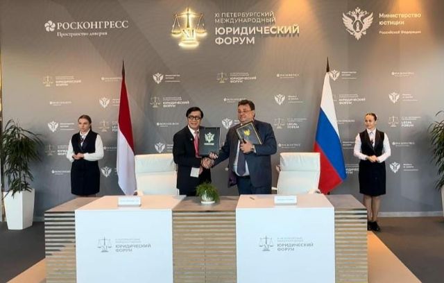 Indonesia dan Rusia Tandatangani MoU Kerja Sama di Bidang Hukum