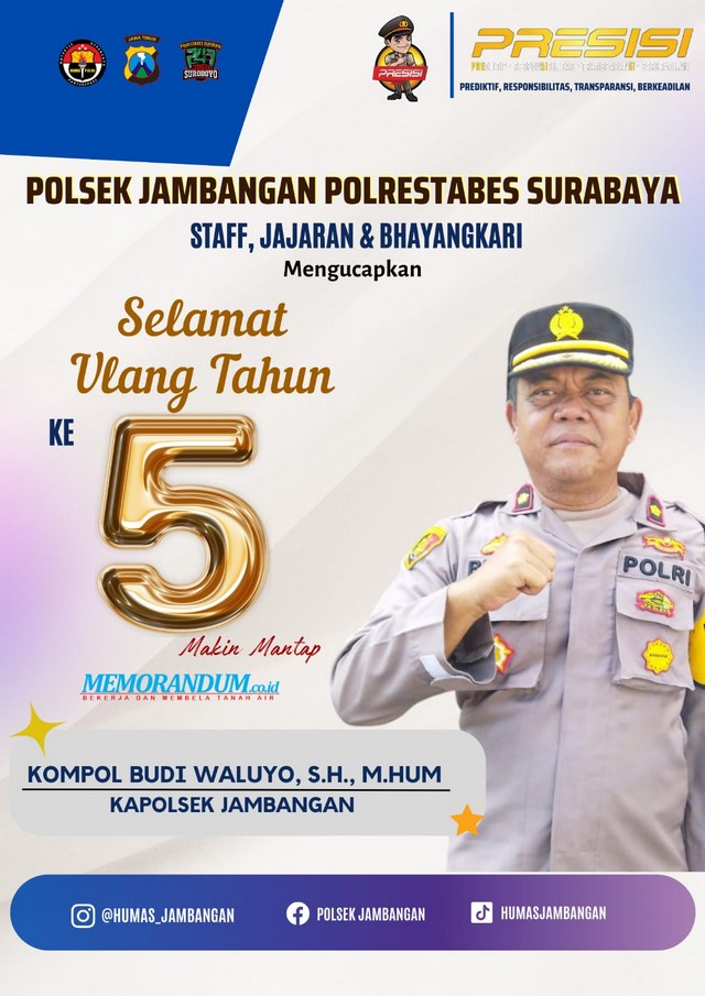 Kapolsek Jambangan Mengucapkan Selamat HUT ke-5 Memorandum.co.id