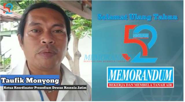 Taufik Monyong Mengucapkan Selamat HUT ke-52 SKH Memorandum