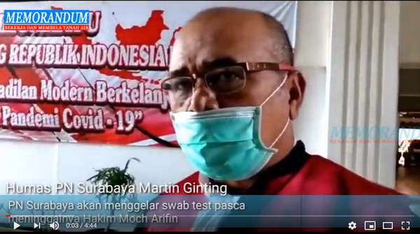 Video : Hakim Meninggal karena Covid-19, PN Surabaya akan Gelar Swab Test