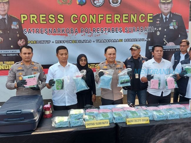 Polrestabes Surabaya Gagalkan Pengiriman 28 Kilogram Sabu