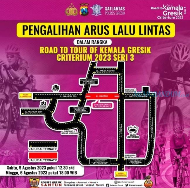 Jalan Kartini Gresik Ditutup Jelang Road to Tour of Kemala Seri 3 Gresik Cretarium 2023