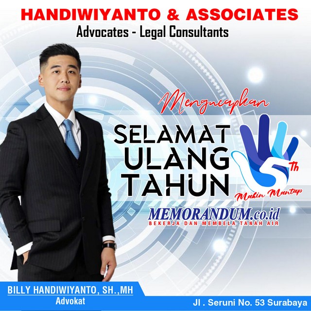 Billy Handiwiyanto Mengucapkan Selamat HUT Ke-5 Memorandum.co.id