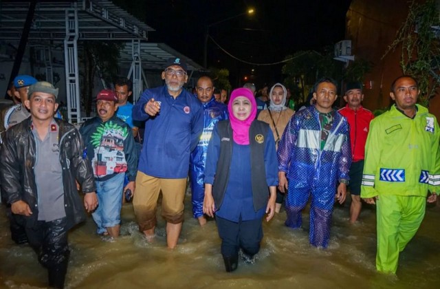 Gubernur Jatim Tinjau Lokasi Banjir di Driyorejo Gresik