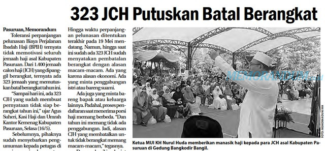 323 CJH Pasuruan Putuskan Batal Berangkat Haji