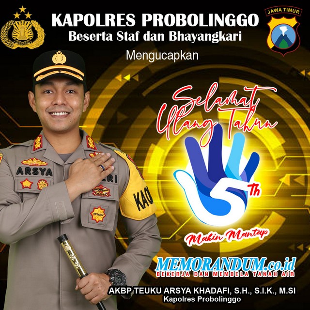 Kapolres Probolinggo Mengucapkan Selamat HUT Ke-5 memorandum.co.id