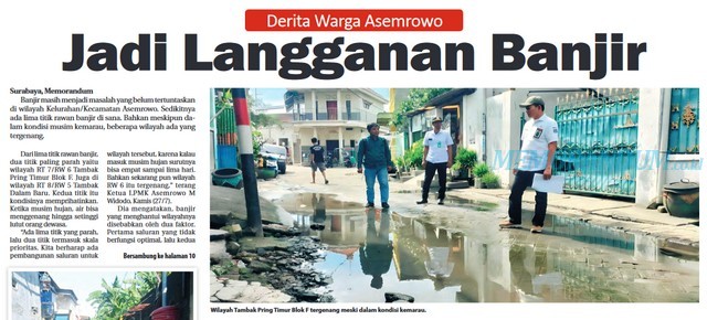 Derita Warga Asemrowo: Jadi Langganan Banjir