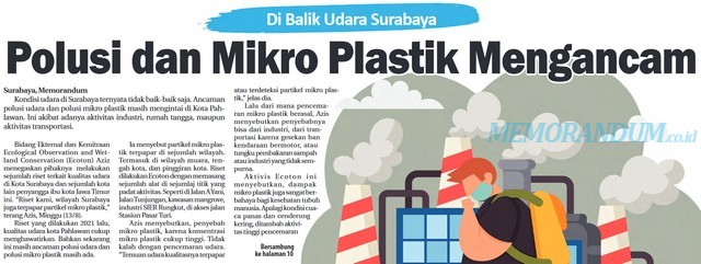 Di Balik Udara Surabaya, Polusi dan Mikro Plastik Mengancam