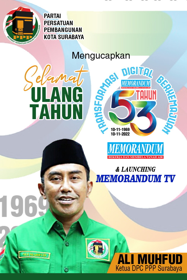 Ketua DPC PPP Kota Surabaya Mengucapkan Selamat HUT Ke-53 SKH Memorandum