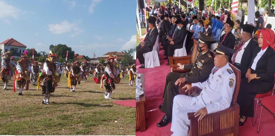 Parade Reog Kendang Meriahkan Upacara Penurunan Bendera di Boyolangu