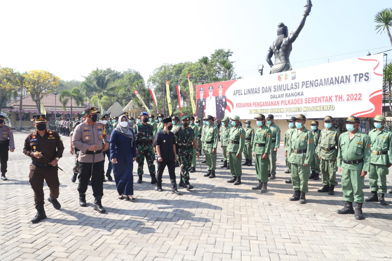 Libatkan 1.200 Personel, Polres Mojokerto Simulasi Pengamanan Pilkades